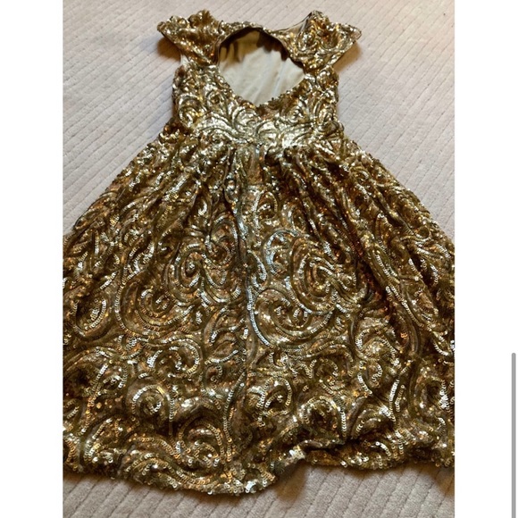 Badgley Mischka Gold Sequin dress - Picture 2 of 5